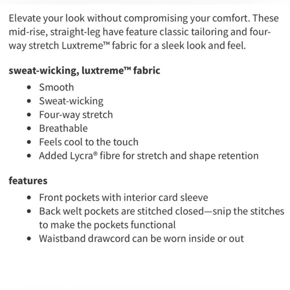 Lululemon sz S Luxtreme Mid-Rise Straight-Leg Trouser
Black Pant like new cond - Picture 14 of 14